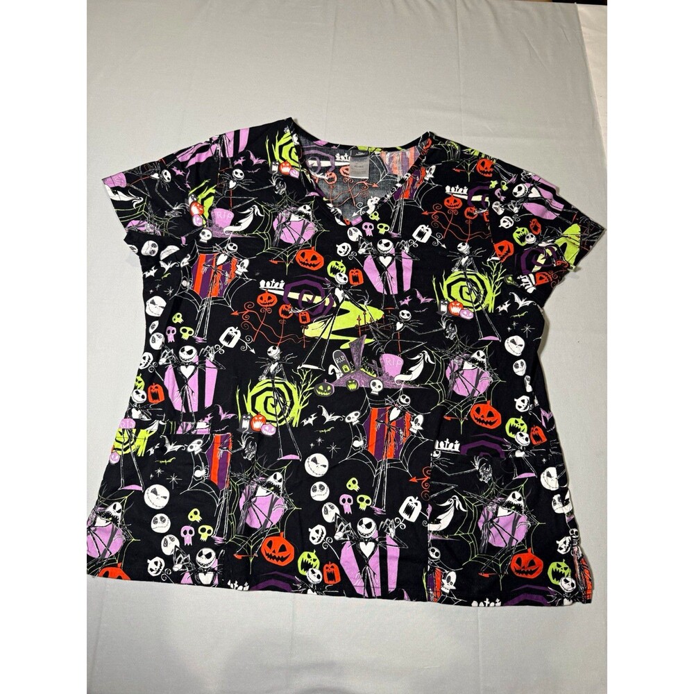 Disney Nightmare Before Christmas Scrub Top Womens XL Jack Skellington Halloween